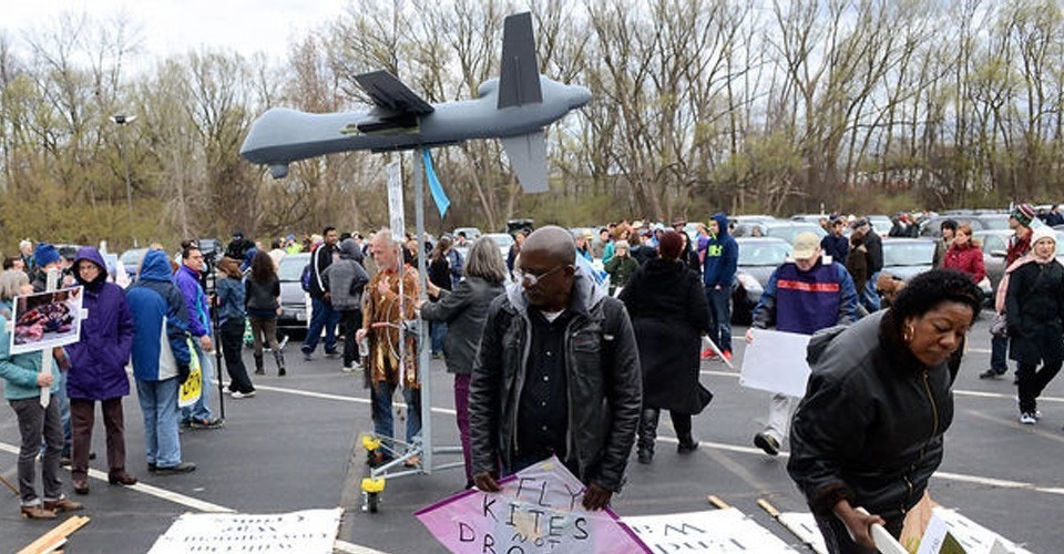 protest actie demonstratie anti drones