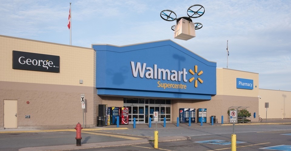 walmart drones quadcopter dji amerikaanse supermarktketen toestemming faa dan toporek parkeerplaats 2015